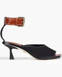 Zimmermann Leather-trimmed canvas sandals - Black Black