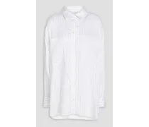 Lovi oversized striped satin shirt - White