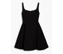 Flare cotton-blend piqué mini dress - Black