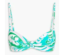 Twisted printed underwired bikini top - Green