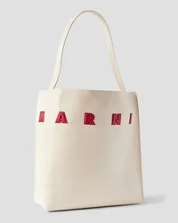 Marni Museo medium appliquéd leather tote - White White