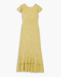 RIXO Liberty ruffled floral-jacquard midi dress - Yellow Yellow