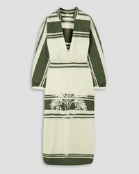 Johanna Ortiz Midtown Lunch Date embroidered striped organic cotton midi dress - White White