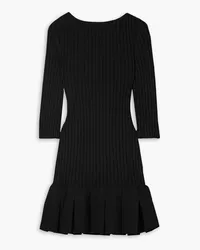 KHAITE Jago pleated ribbed-knit mini dress - Black Black