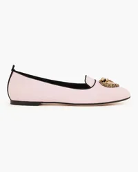 Dolce & Gabbana Appliquéd silk-blend moire slippers - Pink Pink