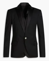 Balmain Layered satin-trimmed wool-twill blazer - Black Black