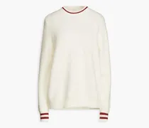 Embroidered brushed mohair-blend sweater - White