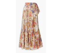 Zante paisley-print cotton and silk-blend chiffon maxi wrap skirt - White