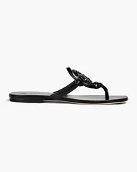 Tory Burch Embellished leather flip flops - Black Black