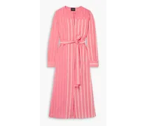 Striped cotton-voile midi shirt dress - Pink