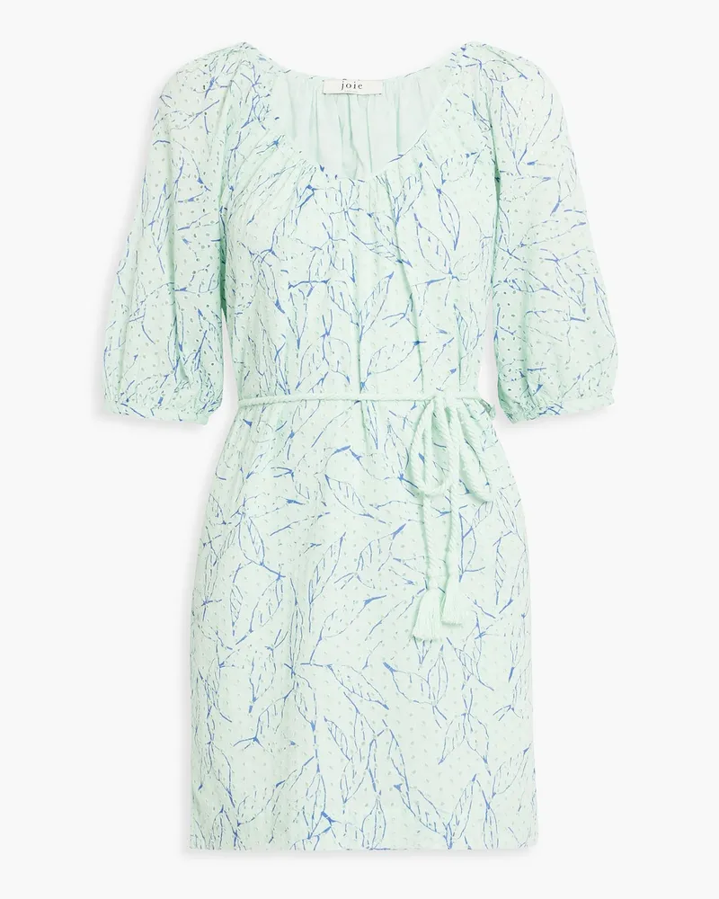 Joie Tilman printed broderie anglaise cotton mini dress - Green Green