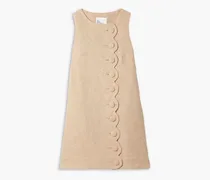 Summer scalloped linen-tweed mini dress - Neutral