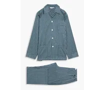 Wellington striped cotton-poplin pajama set - Blue