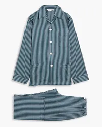 Derek Rose Wellington striped cotton-poplin pajama set - Blue Blue