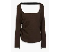 Bowie cutout embossed jacquard top - Brown