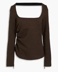 Stine Goya Bowie cutout embossed jacquard top - Brown Brown