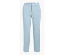 Belted crepe straight-leg pants - Blue