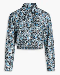 Sandro Floral-print silk-twill shirt - Blue Blue