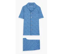 London printed stretch-modal jersey pajama set - Blue