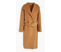 Belted wool and cashmere-blend felt coat - Brown