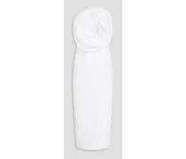 Maia strapless appliquéd TENCEL™and linen-blend midi dress - White