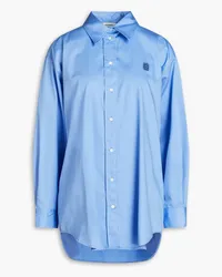 Sandro Embroidered cotton-poplin shirt - Blue Blue