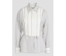 Striped crepe shirt - White