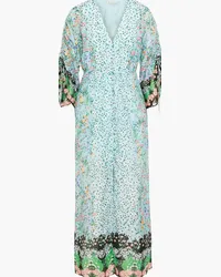 Alice + Olivia Alice Olivia - Arlinda floral-print cotton and silk-blend midi dress - Blue Blue