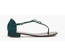 Embellished suede thong sandals - Green