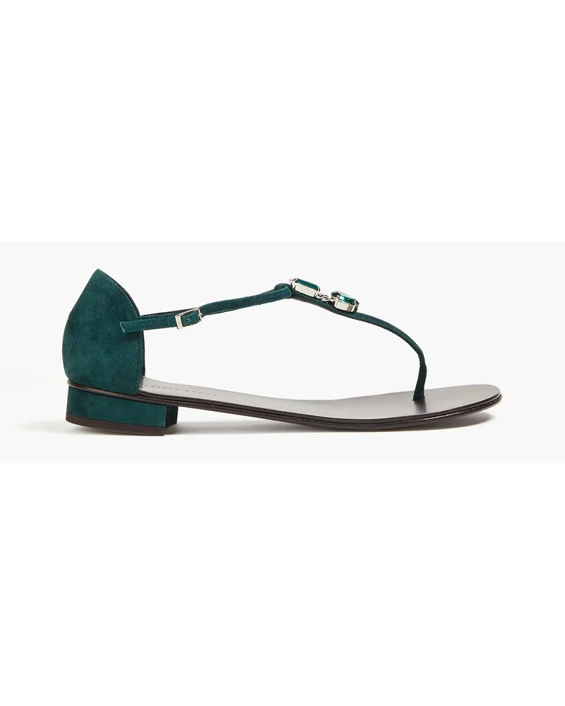 Giuseppe Zanotti Embellished suede thong sandals - Green Green