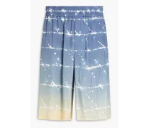 Printed twill shorts - Blue