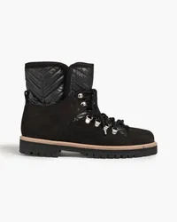 Ganni Quilted shell and suede combat boots - Black Black