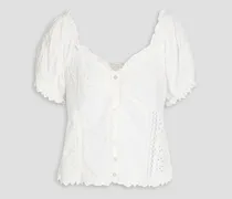 Bryant ruffled broderie anglaise cotton top - White