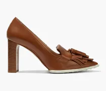 Gomma tasseled fringed leather pumps - Brown