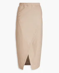 Enza Costa Wrap-effect faux leather midi skirt - Neutral Neutral