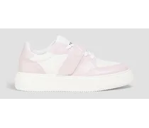 Two-tone faux leather and canvas sneakers - Pink