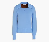 Logo-embroidered stretch-knit top - Blue