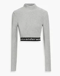 Alexander Wang Cropped stretch cotton-blend corduroy turtleneck top - Gray Gray