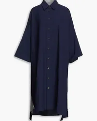 Joseph Oversized printed cotton and linen-blend twill midi shirt dress - Blue Blue