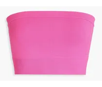 Strapless cropped stretch-piquè top - Pink