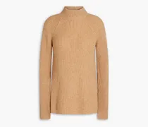 Mélange ribbed wool and cashmere-blend sweater - Neutral