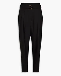 Another Tomorrow Pleated wool tapered pants - Black Black