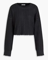 Sandro Cable-knit cotton and wool-blend sweater - Black Black