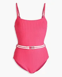 Solid and Striped The Nina belted ribbed recycled swimsuit - Pink Pink