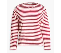 Beachside striped cotton-jersey top - Red