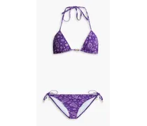 Paisley-print halterneck bikini - Purple