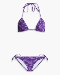 Maje Paisley-print halterneck bikini - Purple Purple