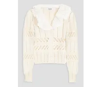 Cotton-blend pointelle-knit cardigan - White