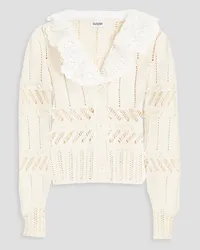 Claudie Pierlot Cotton-blend pointelle-knit cardigan - White White