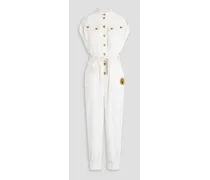 Appliquéd cotton jumpsuit - White